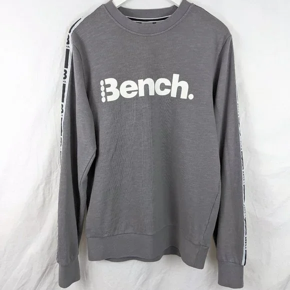 2 for $20 Bench Grey Logo Sleeve Sweatshirt Size M - Picture 1 of 5